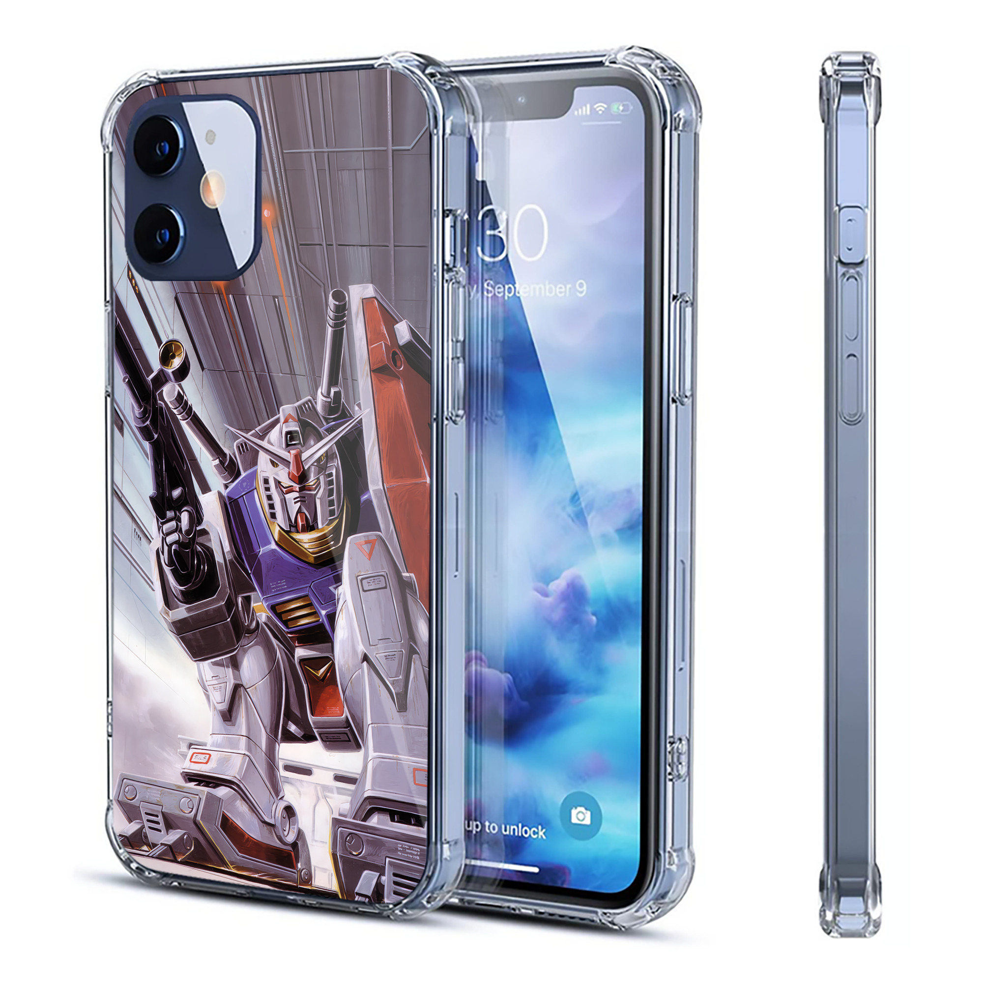 （画像用） 機動戦士ガンダム Mobile Suit Gundam 【iPhone 12シリーズ対応】透明スマホケース（クリアソフトケース）